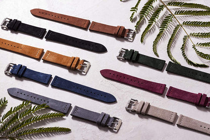 Benchmark Basics Dark Brown 20mm Suede Watch Strap - Vintage Leather Watch Band for Men & Women - Compatible with Regular & Smart Watches