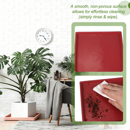 YELARXI 7.5 Inch Ceramic Plant Saucers, Square Flower Planter Water Trays Ceramic Plant Saucer Pot Tray -Fitting for (Outdoor/Indoors/Garden/Planting/Water/Flower/Coffee) Light Gray