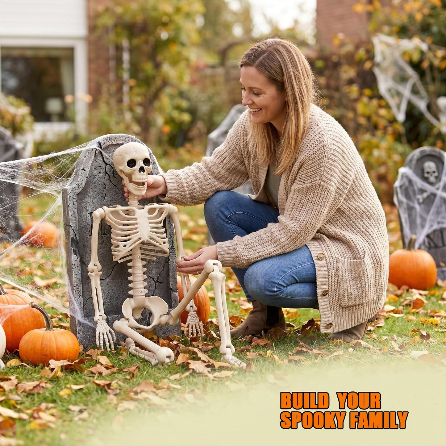 Aimeiar 2PCS 36" 3FT Posable Life Size Child Skeletons for Halloween Yard Decor Porch