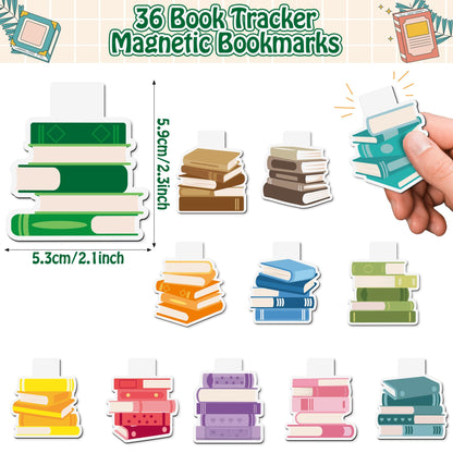 Yopyame Cute Magnetic Bookmarks Bulk - 36PCS Book Tracker Magnetic Bookmarks 12 Bookshelf Design Bookmark for Book Lovers Kids Double Sided Reading Page Markers for Adults Reading Lovers Classroom