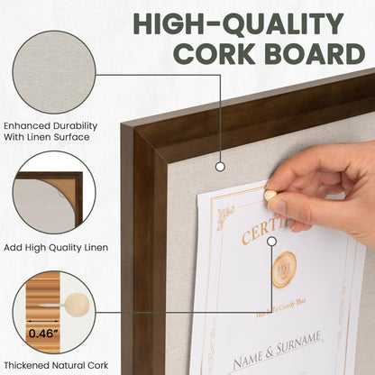 Acovy Cork Board Bulletin Board (Walnut, 18" x 24")