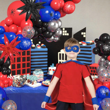 162Pcs Black Red and Blue Balloon Arch Garland Kit, Spider Theme Party Decorations with Star Foil Balloons Happy Birthday Banner for Man Boy Kids Spider Baby Shower Birthday Party Decor Supplies