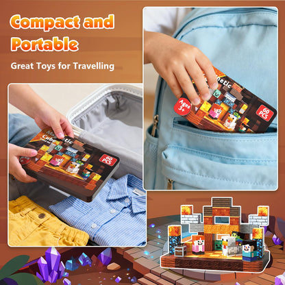 60 PCS Magnetic Blocks with Metal Box, 0.8in Mini Magnetic Building Cubes STEM Toys for Kids Ages 3+, Battle Stage Building Set, Educational Travel Toy for Boys and Girls, Christmas Birthday Gifts