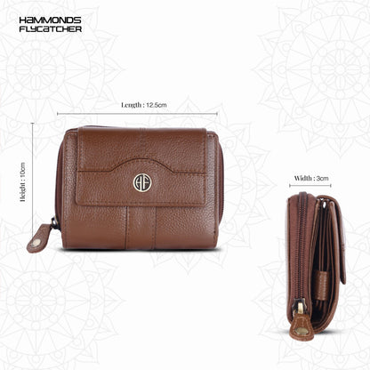 HAMMONDS FLYCATCHER Leather Ladies Wallet for Woman with 14 Card Slots - Clutch Purse for Women, Ladies Wallet for Women Stylish, Ladies Purse for Women Wallet, Purse for Woman, Brushwood, M, Modern