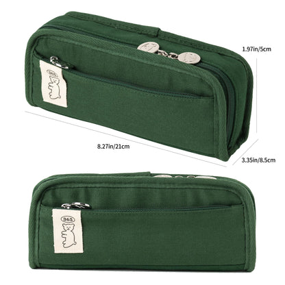 brunch brother Daily Green Pencil Case, Large Capacity Pencil Pouch with Ample Storage, Simple Design for Students and Professionals