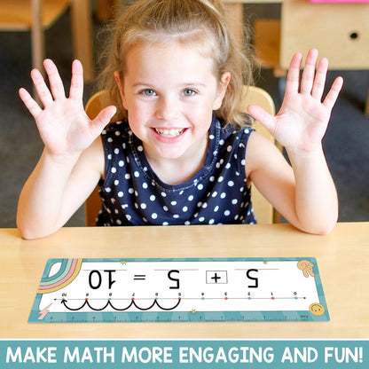 BrightenKidz 26 Pack Boho Groovy Number Line Dry Erase Boards Cards, 14"x4", Double-Sided, 0-10 on One Side & 0-20 on Other Side, Math Manipulatives for Student, Education Classroom Must Haves