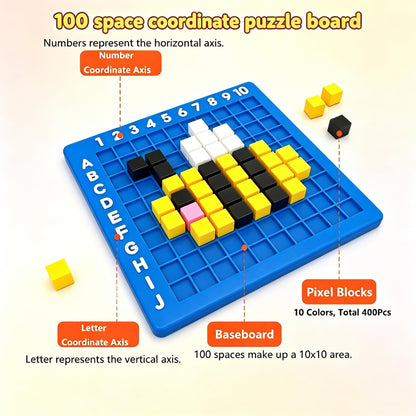 EXBEPE Pixel Art Kit Creator Puzzle Building Blocks,400 Plastic Cubes with 120+ Puzzles,STEM Educational Toy for Kids,Fine Motor Skills Game,Multicolor