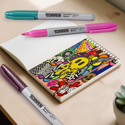 Permanent Markers,Fine Tip,160 Pack Bulk,16 Assorted Multicolor Colors,Waterproof Permanent Marker Pens with Quick Drying on Wood,Plastic,Paper,Metal,Mirror for Office School Classroom Home