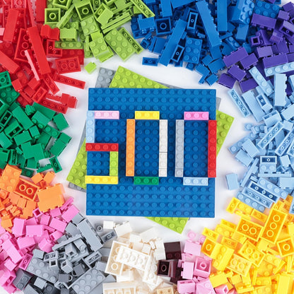 PUZSNAP 500 PCS Building Blocks Set, Compatible Construction Toys with 3 Base Plates (5" × 5") , Educational Creative Bricks for Kids, Ideal Gift, 15 Colors