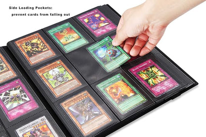AITIME Sport Fans Gaming Card Collection Binder, 360 Side Loading Trading Card Collection Book MTG Yugioh Cards Protection Holder Playing Cards and Coupons Protector Storage Book (Black)