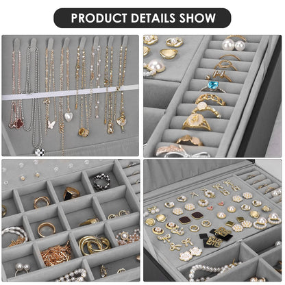 Jewelry Box, Jewelry Boxes for Women & Men with PU Leather, 2 Layer Large Jewelry Organizer Storage Case with Lock, for Necklace Bracelets Earrings Rings, Jewelry Organizer Box Ideal Gift, Black