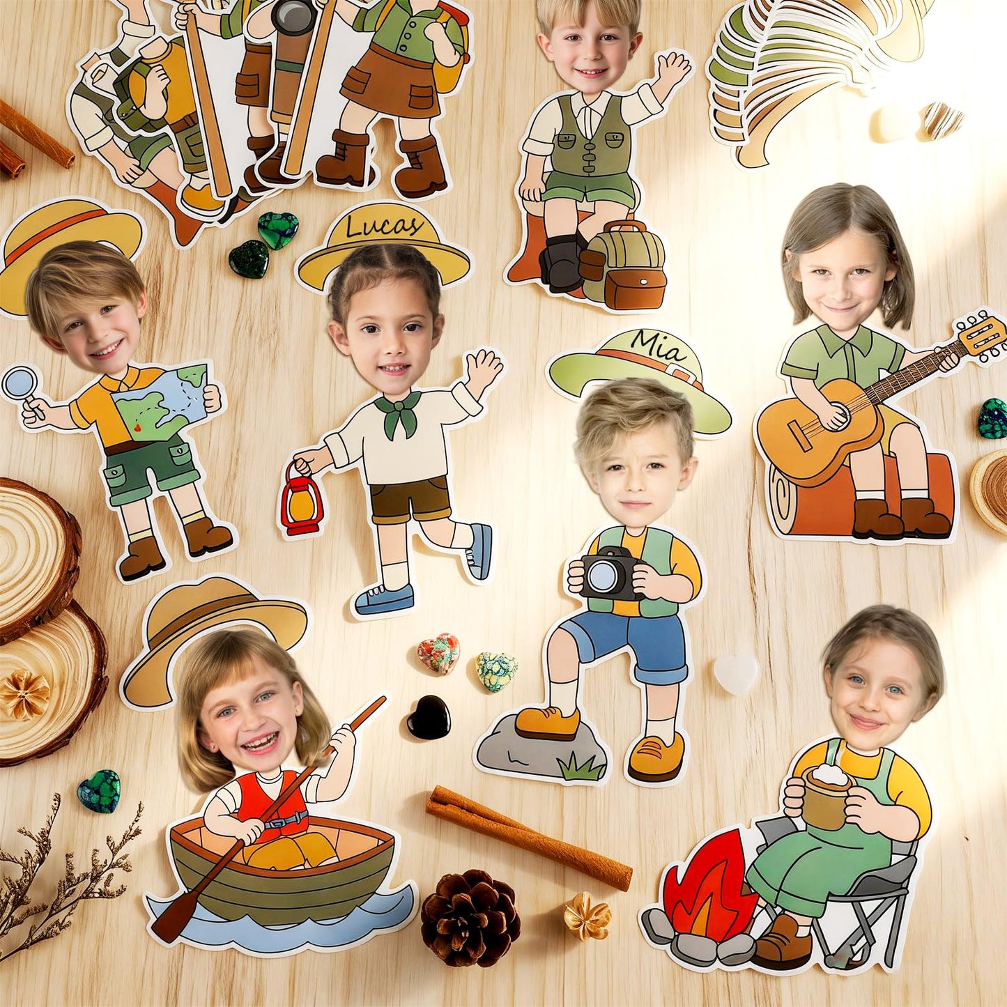 60pcs Camping Theme DIY Cutouts Camper Bulletin Board Decoration Set Camping Adventure Paper Cut-Outs Classroom Decor for Boy Girl Classroom DIY Photo Craft Kindergarten School Wall Door Supplies