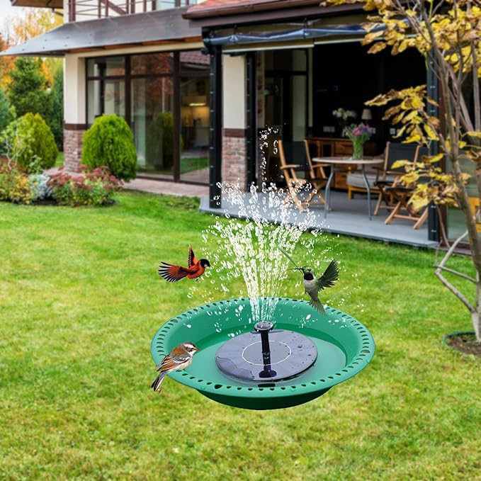 OVZILKI Bird Baths for Outdoors Heavy Duty, 16 inch BirdBath Bowl Only with Rust-Proof Black Chains, Hanging Bird Bath Hanging Bird-Feeder for Garden Backyard Decor (Green 1 Pack)