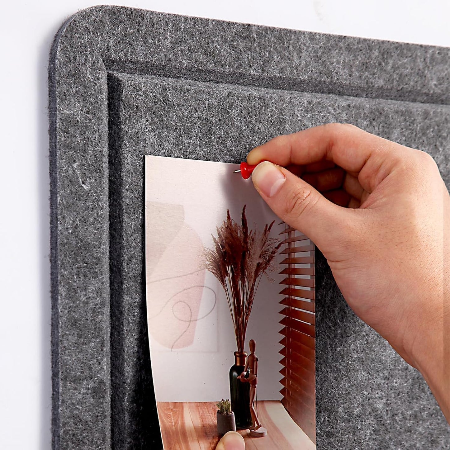 Large Bulletin Board, 48 X 36 inches Cork Board with 30 Pushpin, 4' x 3' Felt Cork Board Notice Pin Board, Self-Adhesive Vision Board Mood Board Foldable Photo Board for Wall - Dark Gray