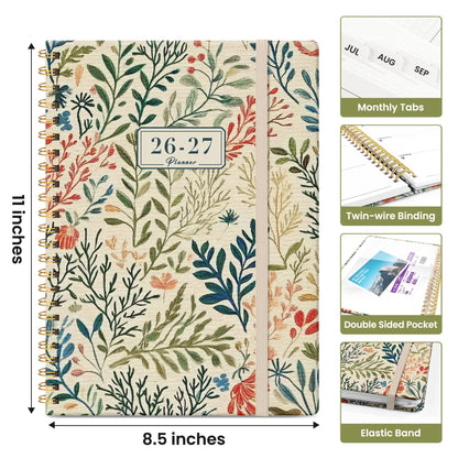 Planner 2026-2027, Academic Year Weekly and Monthly Calender Planner, from Jul 2026 - Jun 2027, Spiral Bound School Planning Book, Perfect for Teacher, Student, Women & Men, A4 (8.5" x 11"), Herbs