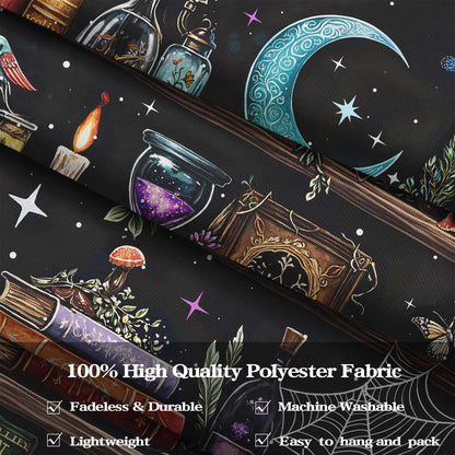 Motanber Witchy Bookshelf Tapestry Magic Gothic Witch Library Tapestries Wall Hanging Vintage Mushroom Skull Black Cat Dark Academia Book Large Tapestry for Bedroom Living Room Dorm 80 x 60 inch
