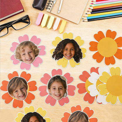 60pcs Spring Theme Flower Cutouts Boho Daisy Bulletin Board Decoration Back to School Flower Paper Cut-Outs Classroom Decor for Kids Classroom DIY Craft Photo Kindergarten Preschool Wall Door Supplies