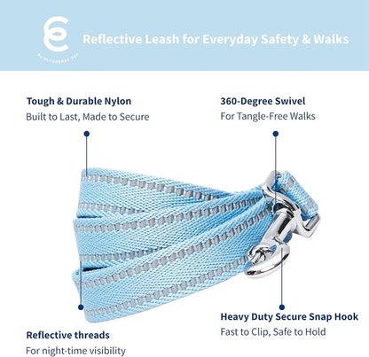 Blueberry Pet Essentials Reflective Dog Collar & Leash Set, Adjustable for Large Dogs | Safe Walking Gear for Pet Parents, Puppy Training & Daily Use LargeDogs, Baby Blue
