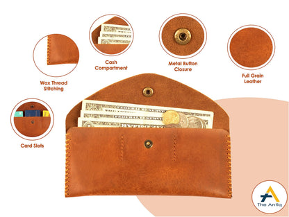 TheAntiq Leather Currency Pouch, Money Bag, Credit Card Wallet, Genuine Leather Currency Organiser For Men & Women, Dollar Bills Organiser, Money Pouch, Cash Bag- Handmade
