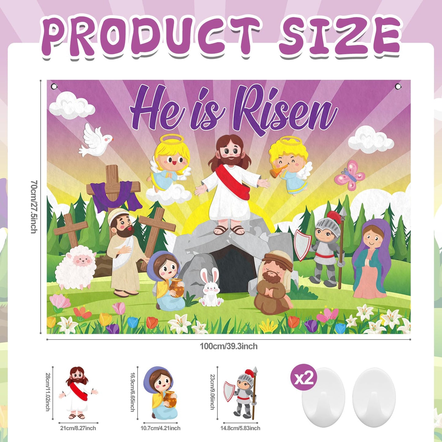Cinrobiye Christian Easter Felt Board Set, Jesus Resurrection Story Scene with Reusable Pieces, Religious Teaching Tool Gift Set for Sunday School Classroom, Easter Basket Stuffers Party Favors