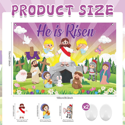 Cinrobiye Christian Easter Felt Board Set, Jesus Resurrection Story Scene with Reusable Pieces, Religious Teaching Tool Gift Set for Sunday School Classroom, Easter Basket Stuffers Party Favors