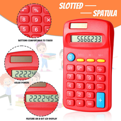 Copkim 24 Pack Student Mini Calculator for Classroom, 8-Digit Display Dual Powered Handheld Math Tools for Teachers, School Supplies and Classroom Rewards, Compact Design(Red)