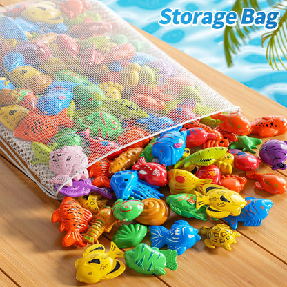 PEADUCK Magnetic Fishing Toys Game Pool Toys Set for Kids 3-5, Water Table Bathtub Toys with Pole Rod Net Plastic Floating Fish, Outdoor Toys for Kids Boys Girls Age 3 4 5 6 7 8 Year Old