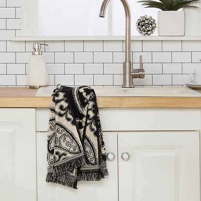 SKL Home Amherst Medallion 100% Cotton Premium 2-Piece Hand Towel Set, 600 GSM
