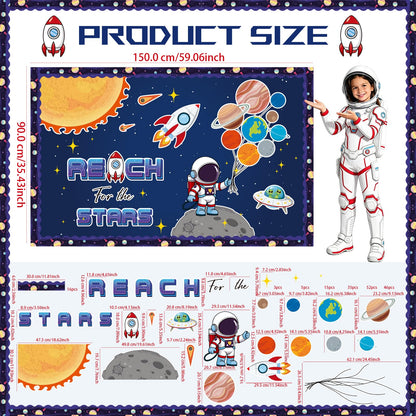 Outer Space Bulletin Board Decorations Set with Borders Space Theme Solar System Motivational Cutouts Decor for Teachers Astronaut Bulletin Board for Class School Classroom Chalkboard Wall Decor