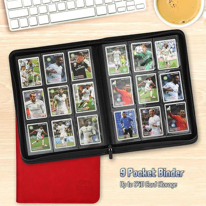 Trading Card Binder, Premium 9 Pocket Double Sided 540 Pocket PU Card Collection Binder, Collectible Trading Card Albums for MTG, TCG, Sport Card, Game Cards (Red)