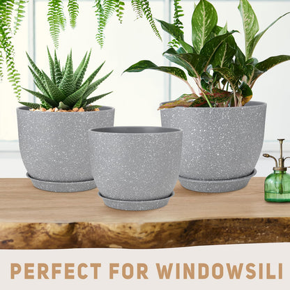YNNICO Plant Pots 12/10/9 inch Set of 3, Flower Pots with Multi Mesh Drainage Holes, Large Planters for Indoor Outdoor Garden Plants and Flowers. (Gray)