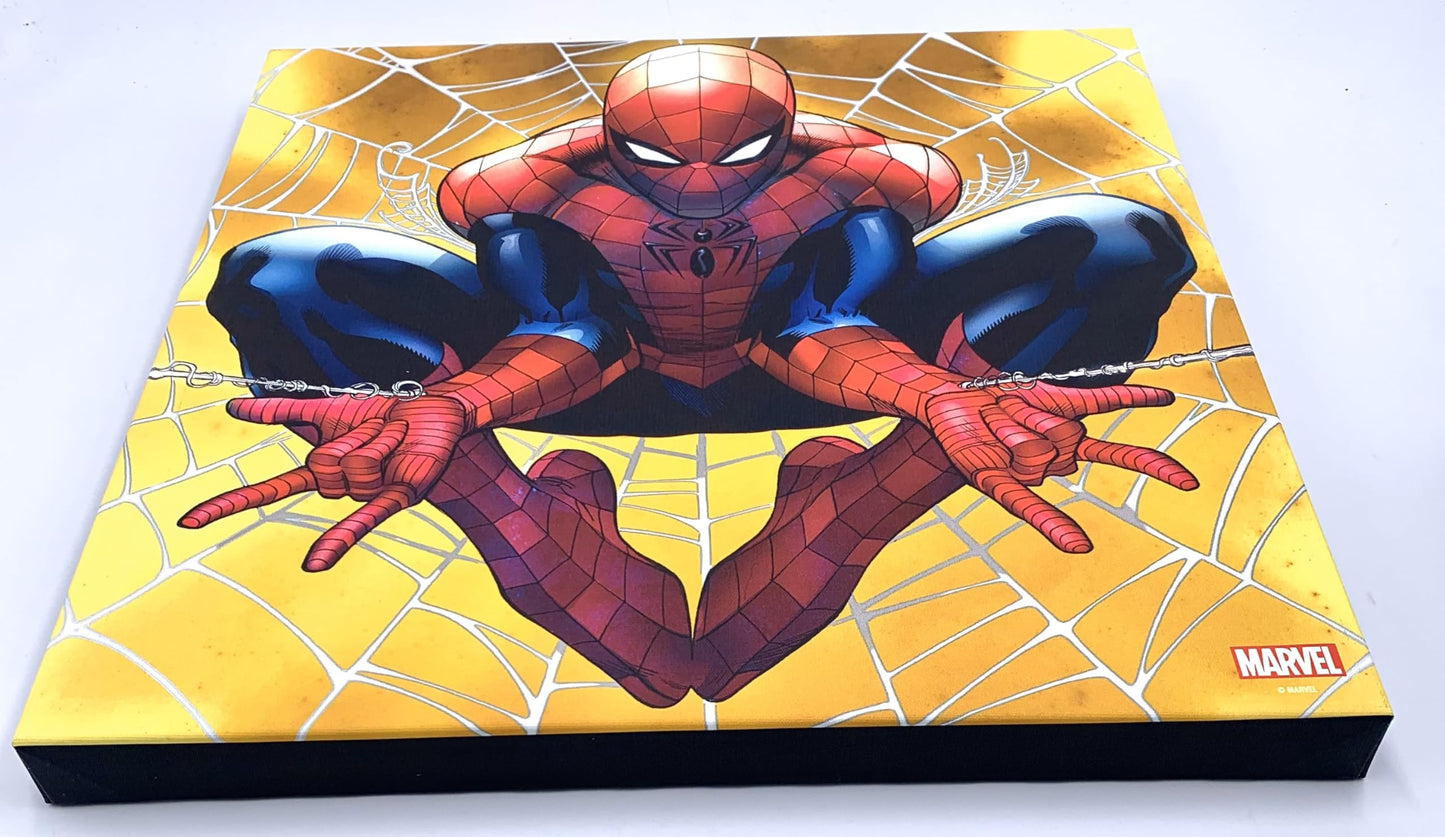 Silver Buffalo Spider-Man 15x15 inch Canvas Wall Art - Spiderman Shooting Webs Picture Poster Wall Decor