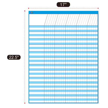 6 Pack Multi-Color Dry Erase Incentive Chart/Chore/Responsibility/School Attendance/Homework Progress Tracking Chart, 6 Pack in Multi-Color, 36 Rows X 25 Columns (17" x 22.5") with 1056 Stars