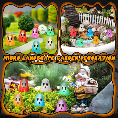 Realspring 90 Pcs Halloween Mini Resin Ghosts Small Ghost Figurines Glow in The Dark Miniatures for Spooky Tiered Tray Decor Home Tabletop Shelf Centerpieces Halloween Party