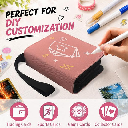 1 Pocket Card Binder with Zipper, 100 Pockets Mini Trading Card Album, Premium PU Leather Single Card Binder, Small Display Folder for TCG & Sports Cards