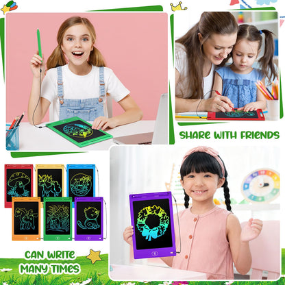 Zhehao 24 Pieces LCD Writing Tablet Doodle Board 8.5 Inch Colorful Reusable Screen Board Pad Reusable Drawing Writing Learning Educational Pad Toys for Girls Boys 8-10 3-10 (Bright Color,Round Style)
