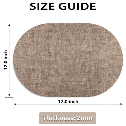 BARTHKIT Placemats Set of 6 Non Slip, Heat Resistant Oval Faux Leather Place mats Double Layer, Waterproof Table Mats Easy to Clean for Kitchen Dining Room Coffee Office Table, Apricot