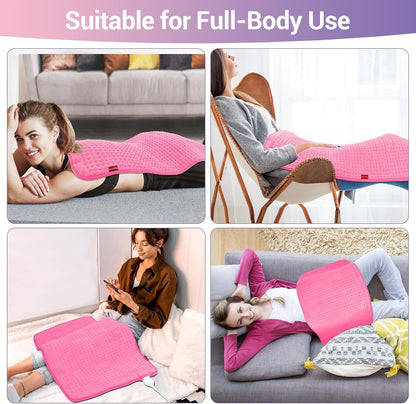 Comfytemp Heating Pad for Back Pain Relief, Extra Large Pink Heating Pad XXL, Birthday Gifts for Women Mom Grandma Wife, 17''x 33'' King Size Electric Heating Pads for Period Cramps