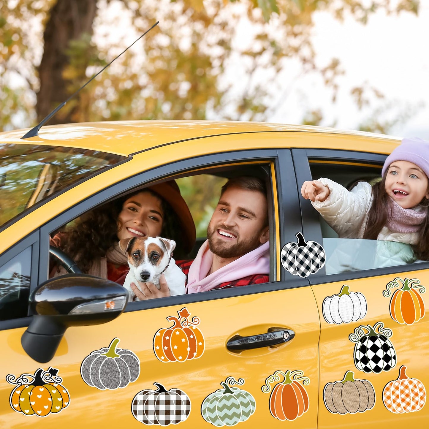 Hoteam 30 Pcs Thanksgiving Fall Pumpkin Refrigerator Fridge Magnets Orange Buffalo Plaid Pumpkin Car Magnets Decoration Thanksgiving Garage Door Magnetic Decals Stickers for Home Mail Box Party Favors