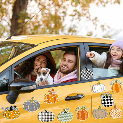 Hoteam 30 Pcs Thanksgiving Fall Pumpkin Refrigerator Fridge Magnets Orange Buffalo Plaid Pumpkin Car Magnets Decoration Thanksgiving Garage Door Magnetic Decals Stickers for Home Mail Box Party Favors