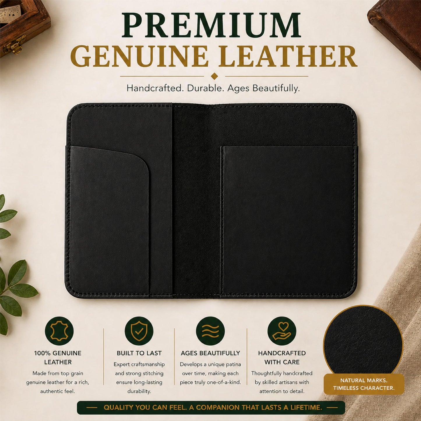 TheAntiq Leather A5 Journal Cover Top Bound – Handmade Vintage Leather Notebook Cover with Pen Holder & Card Slots – Refillable Travel Diary Organizer for Men & Women 5.7 x 8.25 (Black)