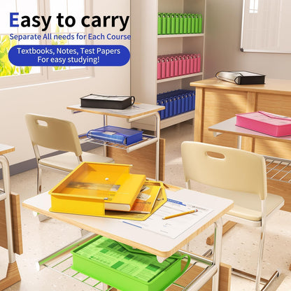 XingDuing 3 Pack Plastic Expanding File Folder, Transparent Envelopes with Snap Closure, Fit Letter/A4 Size for School/Office/Home/Hospital, No Dividers, Large Capacity-3 Colors