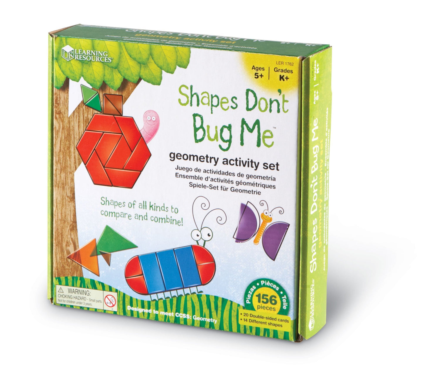Learning Resources Shapes Don't Bug Me - Geometry Activity Set - 136 Pieces, Ages 5+ Learning Math Games for Kids, Back to School Activities, Classroom Games for Teachers