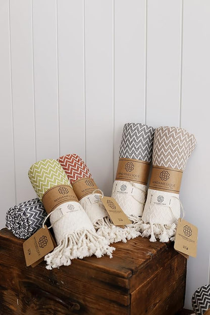Madamelique Exclusive Hand Towels Set of 2-18 x 40 Inches - Decorative Bathroom Peshtemal Towel for Hand, Face, Hair, Yoga, Tea, Dishcloth, Kitchen and Bath - 100% Pure Cotton (Mustard)