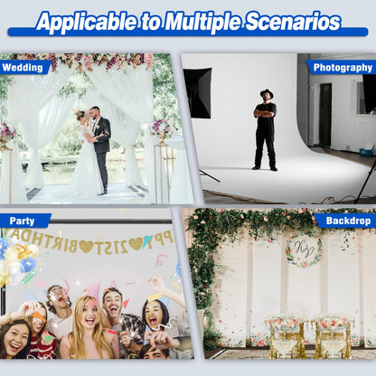 Kinchoix Pipe and Drape Backdrop Stand 8ftx10ft Adjustable Background Support System Heavy Duty Background Stand for Wedding Banquet Decorations Black