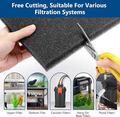 hygger Aquarium Sponge Filter Pad, Filter Media Foam Sponges, Cut-to-Size Open Cell Foam Sheet for Fish Tanks and Ponds, M (2 Pack 7.9 * 7.9 * 1 inch)