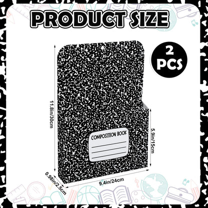 Gilprop 2 Pcs Composition Notebook Magnetic File Folder Holder Pocket File Organizer Classroom Decor Teacher Desk Accessories for Whiteboard Classroom Essential No Drilling