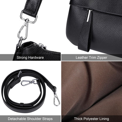 Over Earth Genuine Leather Handbags for Women Crossbody Purse Ladies Small Hobo Shoulder Bag(O111-2E Black)