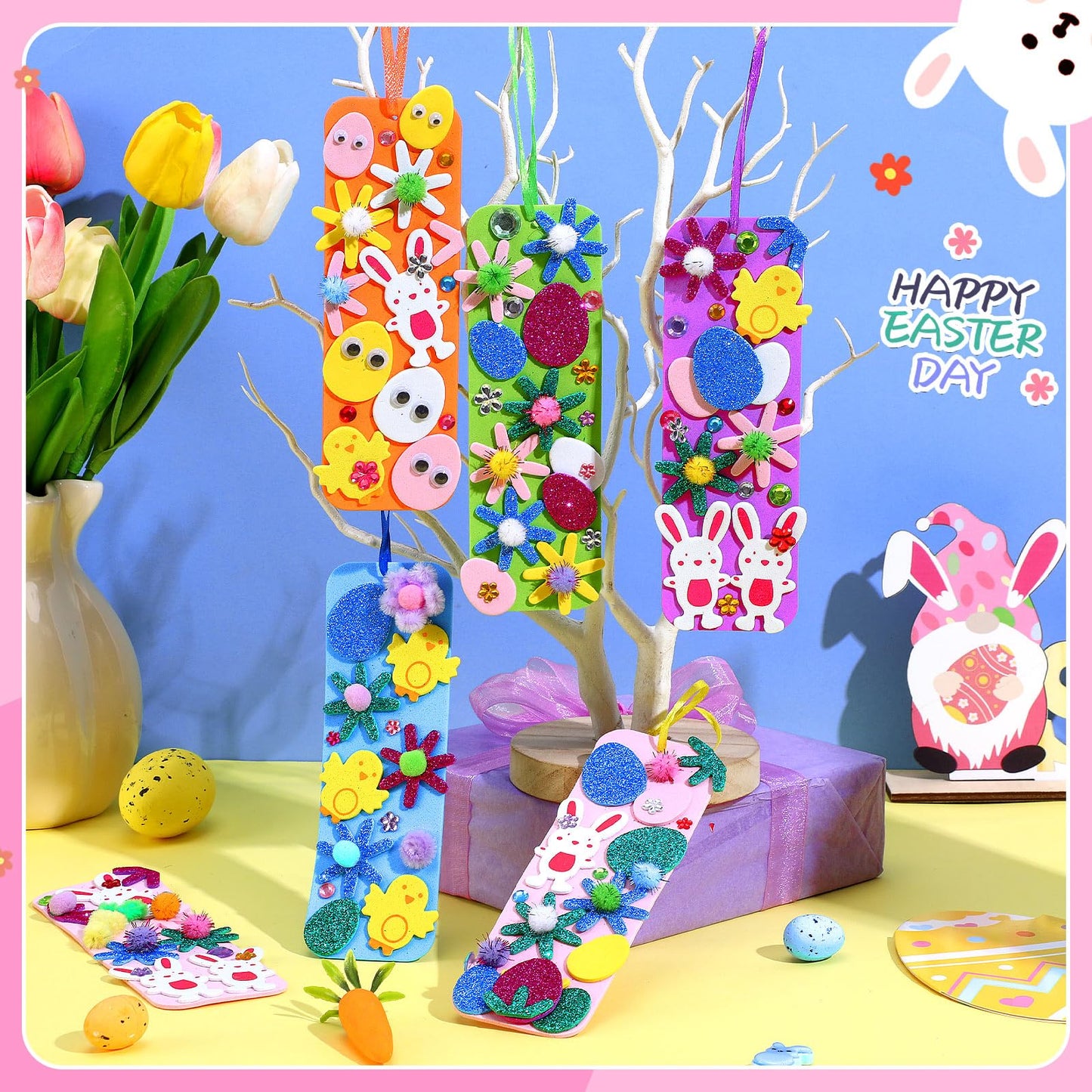 Easter Kids Craft Kit 36Sets Spring Foam Stickers Bookmark Ornament Decor