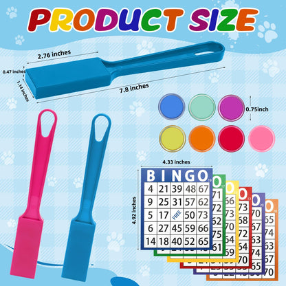 Coopay Magnetic Bingo Wand Chip and Game Card Set - 2 Pack Magnetic Wands, 200 Colorful Metal Chips, 48 Bingo Paper Cards for Kids Classroom Science Learning Counting Family Game Night Educational